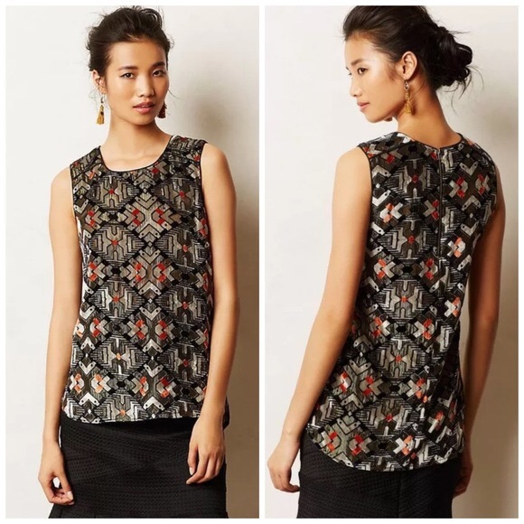 Anthropologie Tops - Anthropologie velvet and gold shimmer top